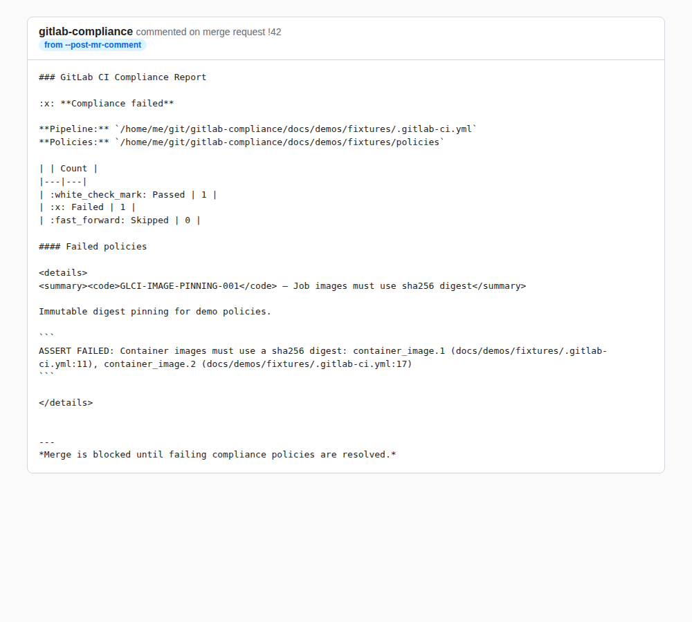 MR comment UI preview